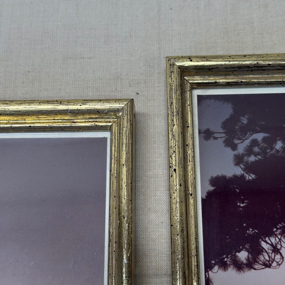 Vintage Framed‎ Sunset Photography Pair Gold Tone Frames Wall Decor 1980s - Picture 9 of 11